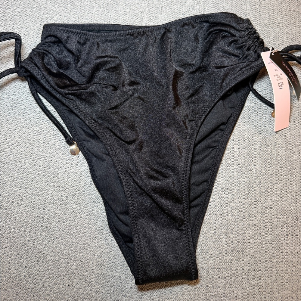 Victoria's Secret Black Ruched Side-Tie Bikini Bottom